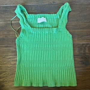 Stylish Green Ribbed Tank Top